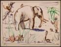 Arthur Lismer, 1885 - 1969
Untitled (elephant, monkey, tiger, snake and man)
marker on paper…
