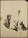 Arthur Lismer, 1885 - 1969
Untitled (woman, flower, dog), 1957
pen and ink, and charcoal on p…