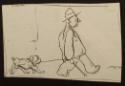 Arthur Lismer, 1885 - 1969
Untitled (dog and man on a walk) 
charcoal on paper
10.1 x 6.2 cm…