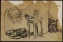 Arthur Lismer, 1885 - 1969
Untitled (dog behind chair)
pen and ink, graphite, charcoal, marke…