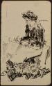 Arthur Lismer, 1885 - 1969
Untitled (Esther writing, with Bunty at her feet) 
pen and ink on …