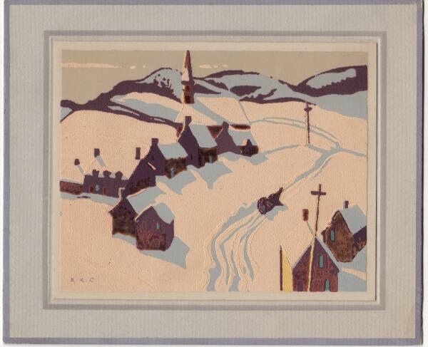 Rody Kenny Courtice (1895 - 1973)
Laurentian Village (Christmas card printed for Roy and Rody …