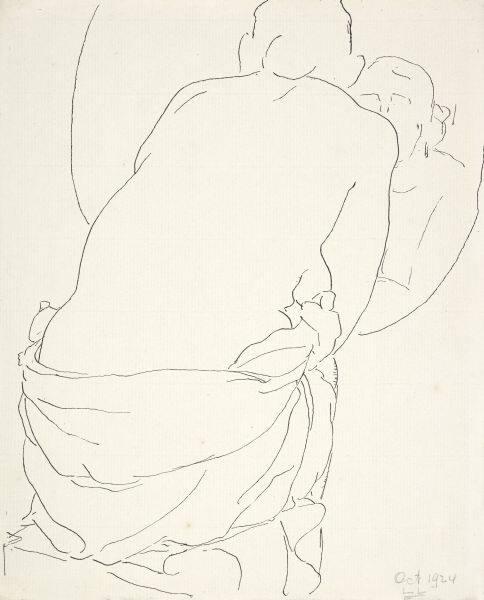 Untitled (figure crouching before mirror)