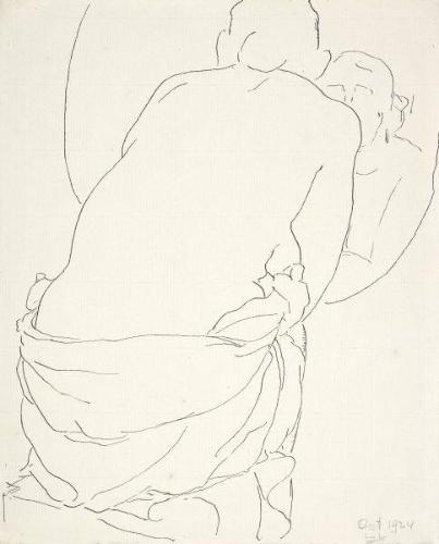 Untitled (figure crouching before mirror)