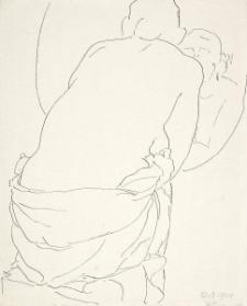 Untitled (figure crouching before mirror)