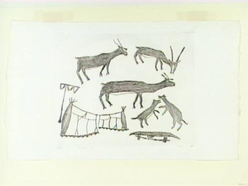 Caribou Near Tents
