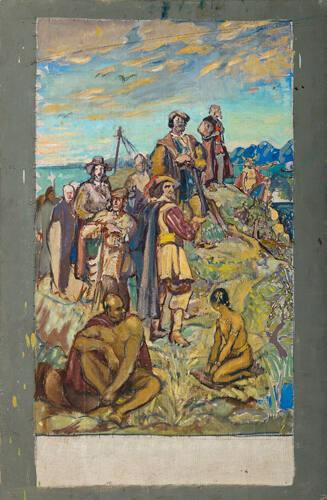 Oil Sketch for Explorers and Builders of Canada Panel