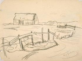 Untitled (barn, broken fence) (R); Untitled (winter landscape) (V)