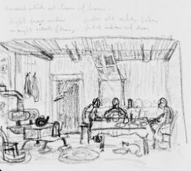 Study of Interior (R); Untitled (studies of figure, plough?) (V)